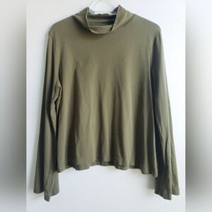 Madewell Turtleneck Olive Green Bell Sleeve Long Sleeve